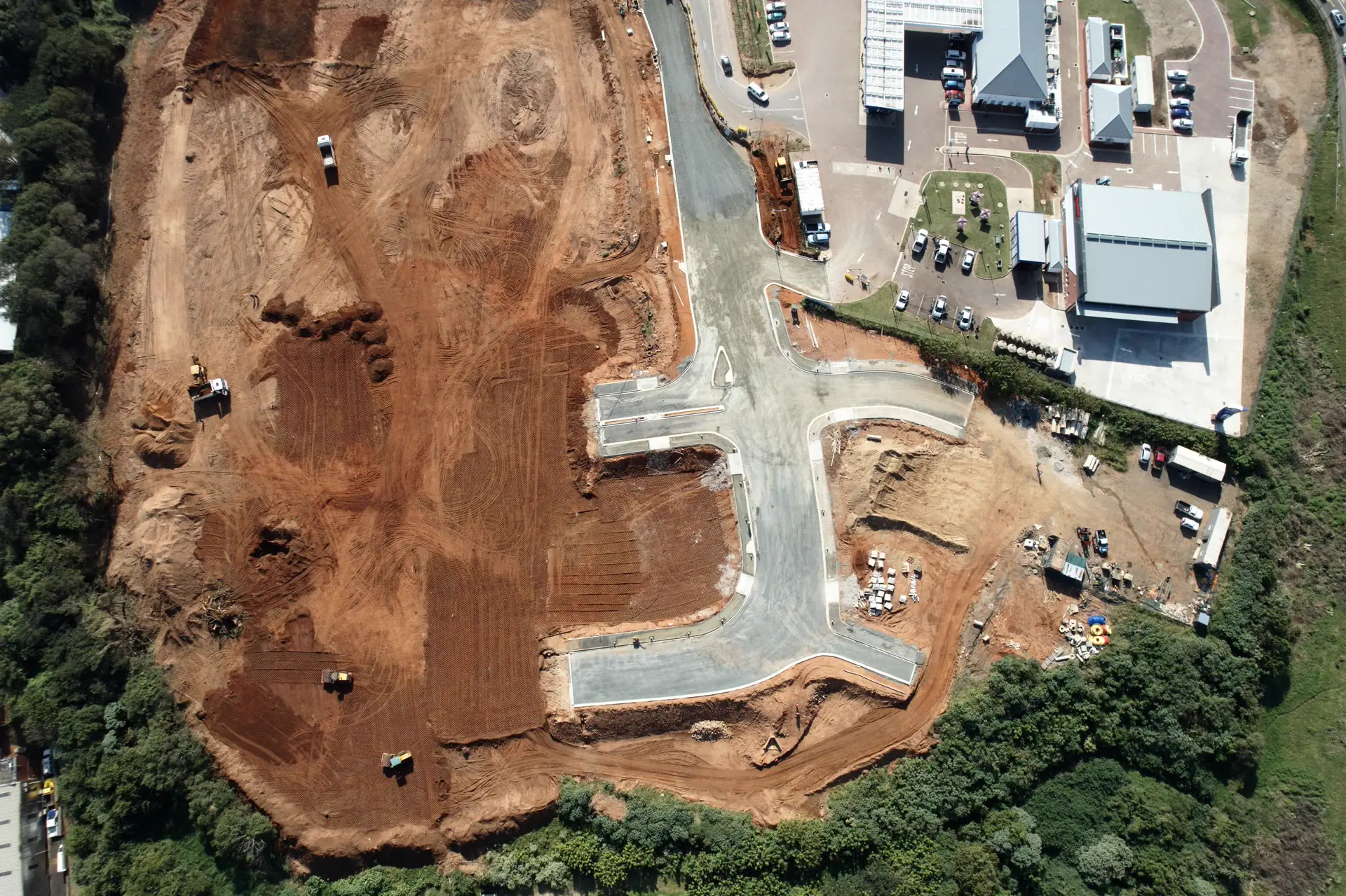 RBW civil engineering project site showing earthworks and construction equipment